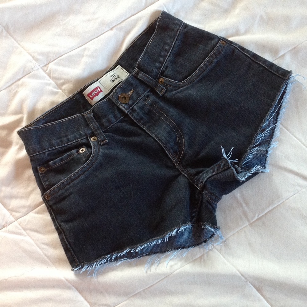 Girls size 14 LEVIS 511 dark wash cut off shorts